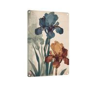 RNUMLIGH Iris Flower Metal Tin Sign Vintage Garden Wall Decor for Kitchen Home Office Farmhouse Spring 8 X 12 inch