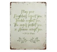 RNUMLIGH Irish Blessing Prayer May Neighbors Respect Trouble Neglect Angels Protect Heaven Accept You Metal Tin Sign 8 X 12 in Farmhouse Wall Plaque