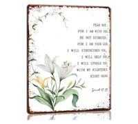 RNUMLIGH Isaiah 41 10 Wall-Art Metal Sign Botanical Floral Wall Decorative Poster Paintings for Office Printing Pictures Bathroom Decoration Vertical