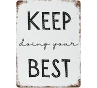 RNUMLIGH Keep Doing Your Best Retro Fitness Metal Sign Vintage Tin Wall-Art for Home Office Gym Weightlifting Cross Training Space 8 X 12 inch