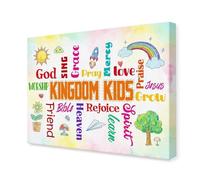 RNUMLIGH Kingdom Wall-Art Affirmations Canvas for Childrens Room Nursery Sunday School Decor(Framed,08x12inch(20x30cm))