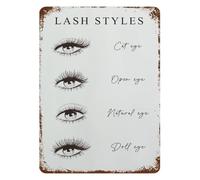 RNUMLIGH Lash Artist Guide Eyelash Styling Chart Vintage Retro Tin Sign Metal Wall-Art for Beauty Salon Training Room 8 X 12 inch