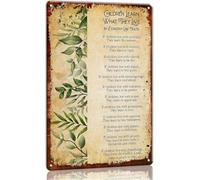 RNUMLIGH Learn What They Live Metal Sign Parenting Poem Wall-Art Gift for Mom Dad Living Room Nursery 8 X 12 in