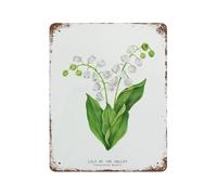 RNUMLIGH Lily of the Valley Metal Tin Sign Vintage Floral Botanical Print Wall-Art for Kitchen Garden Room Cottage Farmhouse Decor 8 X 12 inch