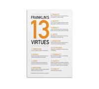 RNUMLIGH List of 13 Virtues Benjamin Franklin Motivational Wall-Art Canvas Print for Office Decor Executive Success Principles Philosophy Poster(Framed,12x18inch(30x45cm))