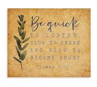 RNUMLIGH Listen Before You Speak Inspirational Bible Quote Canvas Print Vintage Wall-Art for Home Decor(Framed,12x18inch(30x45cm))