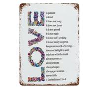RNUMLIGH Love Is Patient Is Kind Metal Sign Vintage Wall Decor for Home Wedding Gift 8 X 12 inch