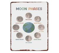 RNUMLIGH Lunar Cycle Phases Vintage Aluminum Sign Celestial Wall Decor for Home Study Bedroom 8 X 12 in