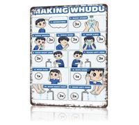 RNUMLIGH Making Wudu Steps Metal Sign Islamic Ablution Guide Cartoon Illustration Tin Wall-Art Retro Distressed For Bathroom Mirror Wall 8 X 12 inch