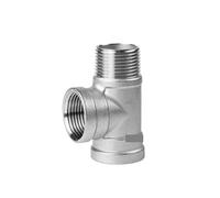 RNUMLIGH Male+Female+Male Threaded 3 Way tee T Pipe Fitting 1/4" 3/8” 1/2" 3/4" 1" 1-1/2 Threaded SS304 Stainless Steel Multifunction (Female-Female-Male,G1l2 BSP DN15)