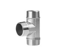 RNUMLIGH Male+Female+Male Threaded 3 Way tee T Pipe Fitting 1/4" 3/8” 1/2" 3/4" 1" 1-1/2 Threaded SS304 Stainless Steel Multifunction (Male-Male-Male,G1l2 BSP DN15)