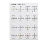 RNUMLIGH Math Classroom Poster Algebra 1 Parent Functions Reference Chart with Graphs for Study Room Decor(Framed,12x18inch(30x45cm))