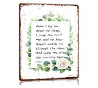 RNUMLIGH Metal Sign Bedtime Prayer Now I Lay Me Down To Sleep Floral Print for Nursery Bedroom Wall-Art 8 X 12 inch