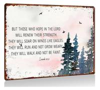 RNUMLIGH Metal Sign Isaiah 40 31, Wall-Art, Scripture Print, Hope in The Lord, Watercolor Landscape, Eagle Painting, Gift