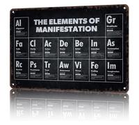 RNUMLIGH Metal Sign The Elements Of Manifestation Spiritual Law Of Attraction School Tin Panel For Laundry Room Balcony Wall 8 X 12 inch