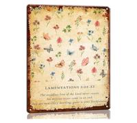 RNUMLIGH Metal Tin Sign Lamentations 3:22-23 His Mercies Are Every Morning Wall-Art Living Room Painting