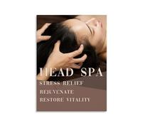 RNUMLIGH Minimalist Head Spa Poster Beauty Salon Canvas Wall-Art for Relaxing Bedroom Room Decor(Framed,16x24inch(40x60cm))