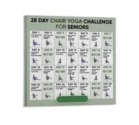 RNUMLIGH Modern 28-Day Chair Yoga Guide for Seniors - Build a Gentle Exercise Habit, Motivational Art Print for Wellness-Focused Living Spaces(Framed,16x24inch(40x60cm))
