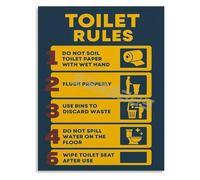 RNUMLIGH Modern Bathroom Rules Poster Minimalist Restroom Etiquette Sign Canvas Wall-Art for Home Office Decor(Framed,12x18inch(30x45cm))