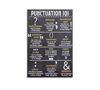 RNUMLIGH Modern Punctuation Poster, English Grammar Chart Canvas Wall-Art, Framed Decor for Home, School, Library(Framed,08x12inch(20x30cm))