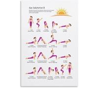 RNUMLIGH Modern Sun Salutation Yoga Art - Meditation Practice Chart & Poster, Framed Canvas Print for Room Decor, Studio or Gift(Framed,12x18inch(30x45cm))