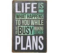 RNUMLIGH Motivational Tin Sign Life Is What Happens To You While Are Busy Making Other Plans Vintage Wall Decor Garage Cafe Lounge 8 X 12 in