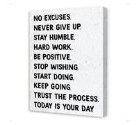 RNUMLIGH Motivational Wall-Art No Excuses Never Give Up Inspirational Quotes Canvas Print for Office Home Gym Decor(Unframed,12x18inch(30x45cm))