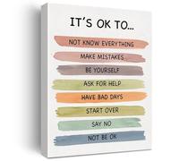 RNUMLIGH Motivational Wall Decor Poster - It's Okay to Make Mistakes Quote on Canvas, Inspirational Art Print for School or Home(Framed,16x24inch(40x60cm))