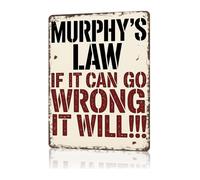 RNUMLIGH Murphys Law Metal Sign Vintage Philosophy Quote Tin Wall-Art for Man Cave Garage Home Office (8 X 12 in)