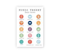 RNUMLIGH Music Theory Poster Basic Terms Fundamentals Educational Reference Chart for Classroom Band Orchestra Students(Framed,08x12inch(20x30cm))