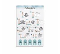 RNUMLIGH Muslim Prayer Wall Chart, Complete Salah & Ablution Steps Poster, Modern Islamic Art for Living Room(Framed,16x24inch(40x60cm))