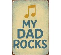 RNUMLIGH My Dad Music Theme Funny Retro Metal Sign Wall-Art for Kitchen Bathroom Farm Yard Bar Garage Man Cave 8 X 12 in