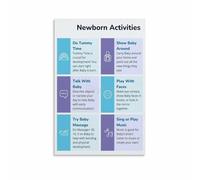 RNUMLIGH Newborn Developmental Play Poster Sensory Activity Ideas Milestone Chart Wall-Art for Nursery Decor(Framed,12x18inch(30x45cm))
