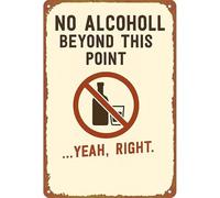 RNUMLIGH No Alcohol Beyond This Point Metal Sign Warning Wall Decor 12x8 Inch