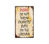 RNUMLIGH No Cigarette Littering Metal Tin Sign Vintage No Smoking Warning for Garage Workshop Warehouse Wall 8 X 12 inch