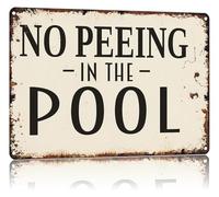 RNUMLIGH No Peeing In The Pool Tin Sign Humorous Vintage Metal for Backyard Decor Rules Patio Garden Party Wall Hanging 8 X 12 in