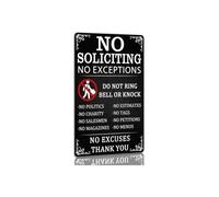 RNUMLIGH No Soliciting Do Not Ring Bell Or Knock Metal Tin Sign Vintage Funny Warning Door for House Porch 8 X 12 inch