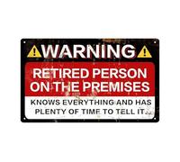 RNUMLIGH No Soliciting Sign for House Warning Retired Person On The Premises Knows Everything And Has Plenty Of Time To Tell It Metal Tin Funny Wall Decor for Home Porch Garage 8 X 12 inch