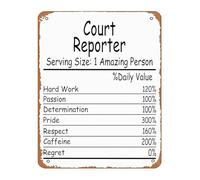 RNUMLIGH Novelty Gift for Court Reporter Metal Sign Funny Amazing Person Daily Value Vintage Look Aluminum Wall-Art for Law Office Secret Santa Coworker Leaving Present 8 X 12 inch