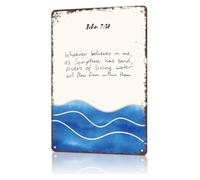RNUMLIGH Novelty Metal Sign John 7 38 Watercolor Sea Ocean Rustic Tin For Farmhouse Housewarming Birthday Gift 8 X 12 inch