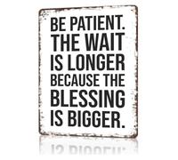 RNUMLIGH Novelty Patience Quote Success Motivation Metal Art Sign for Home Bedroom Apartment Studio 8 X 12 in