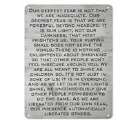 RNUMLIGH Our Deepest Fear Is Not That We Are Inadequate Are Meant To Shine Farmhouse Metal Sign Marianne Williamson Quote Wall Decor For Home 8 X 12 inch