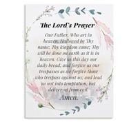 RNUMLIGH Our Father Prayer Wall-Art, The Lord's Bible Verse Print for Christian Home & Church Decor(Framed,16x24inch(40x60cm))
