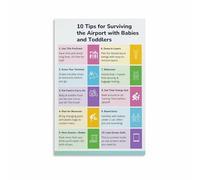 RNUMLIGH Parenting on the Go Poster Tips for Airport Travel with and Toddler Canvas Wall-Art for Childrens Room(Framed,16x24inch(40x60cm))
