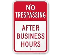 RNUMLIGH Premium No Trespassing After Hours Aluminum Sign Fade Resistant for Bank Pharmacy Hospital Emergency Exit Only 8 X 12 inch