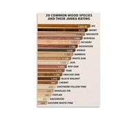 RNUMLIGH Professional Wood Hardness Chart - Janka Scale Poster for Species Identification, Reference Guide for Carpenters, DIY Wall-Art(Unframed,16x24inch(40x60cm))