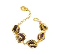 RNUMLIGH Purple Amethyst Rough Nugget With Electroplated Edge Beads Bracelet