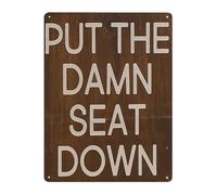 RNUMLIGH Put The Damn Seat Down Tin Sign Vintage Retro Metal Wall-Art Hilarious Bathroom Quote Decor for Home Bar or Garage 8 X 12 inch