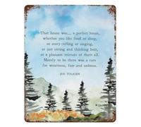 RNUMLIGH Quaint Little House Vintage Retro Metal Tin Sign Wall-Art Poster Cozy Cottage Decor for Library Study Room Office 8 X 12 inch
