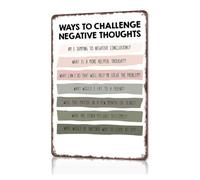 RNUMLIGH Question Negative Thoughts Aluminum Sign Rational Thinking Poster For Therapist Office College Dorm Bathroom Self Help Decor 8 X 12 inch
